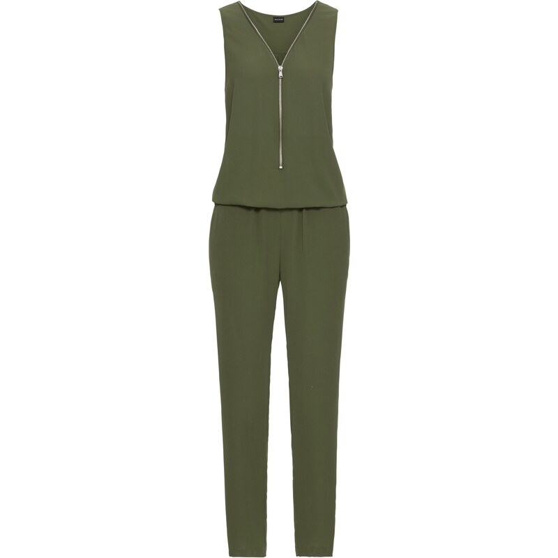 BODYFLIRT Bonprix - Combinaison avec zip vert sans manches pour femme