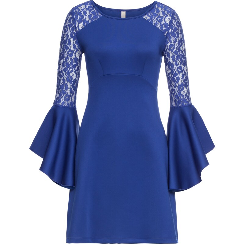 BODYFLIRT boutique Bonprix - robe d'été Robe à volant et dentelle bleu manches longues pour femme