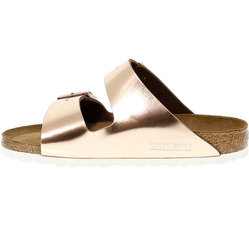 Sandales plates Birkenstock ARIZONA SOFT FOOTBED en cuir platine