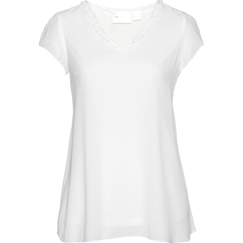 bpc selection Bonprix - Top-blouse imprimé blanc manches courtes pour femme