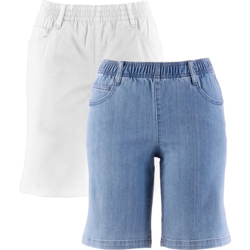 bpc bonprix collection Bonprix - Lot de 2 shorts extensibles blanc pour femme