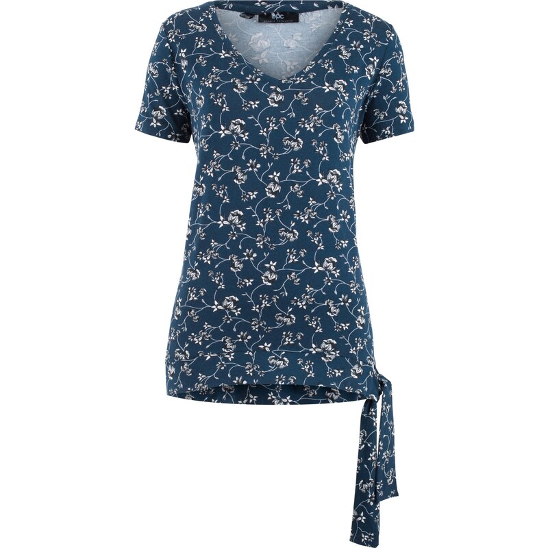 bpc bonprix collection Bonprix - T-shirt à nouer bleu manches courtes pour femme