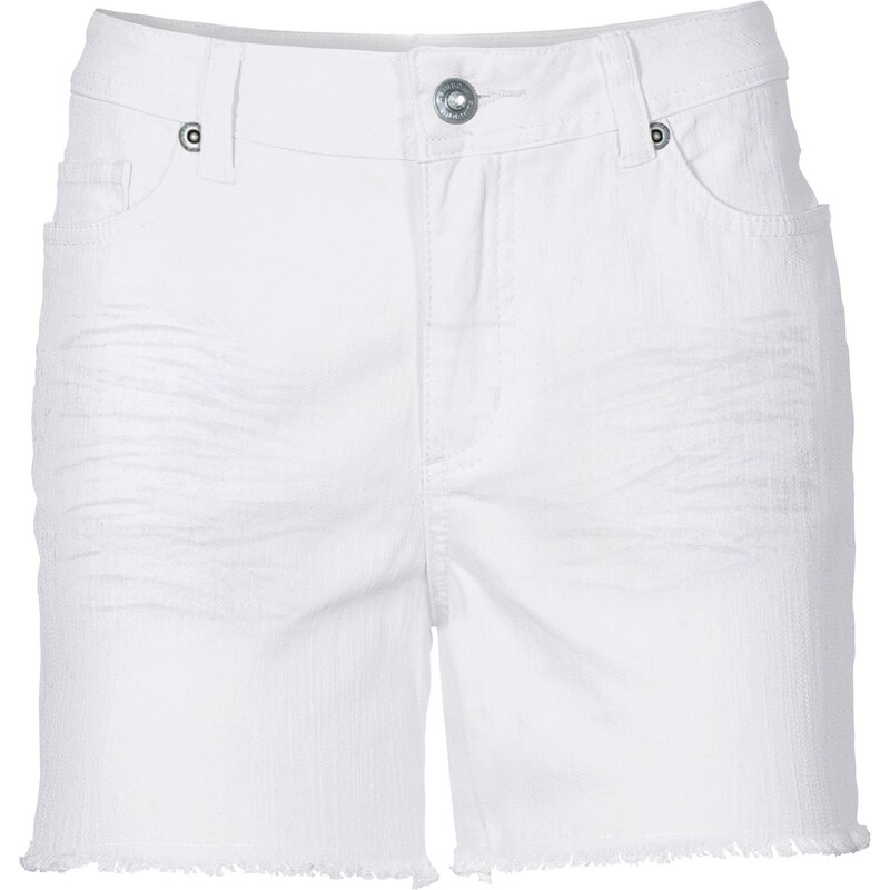 RAINBOW Bonprix - Short avec bordures effilochées blanc pour femme