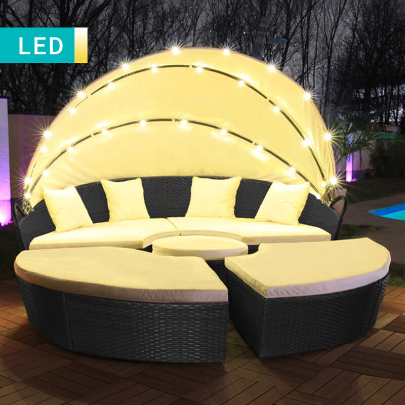 Lesara Îlot de jardin LED en rotin synthétique Swing & Harmony
