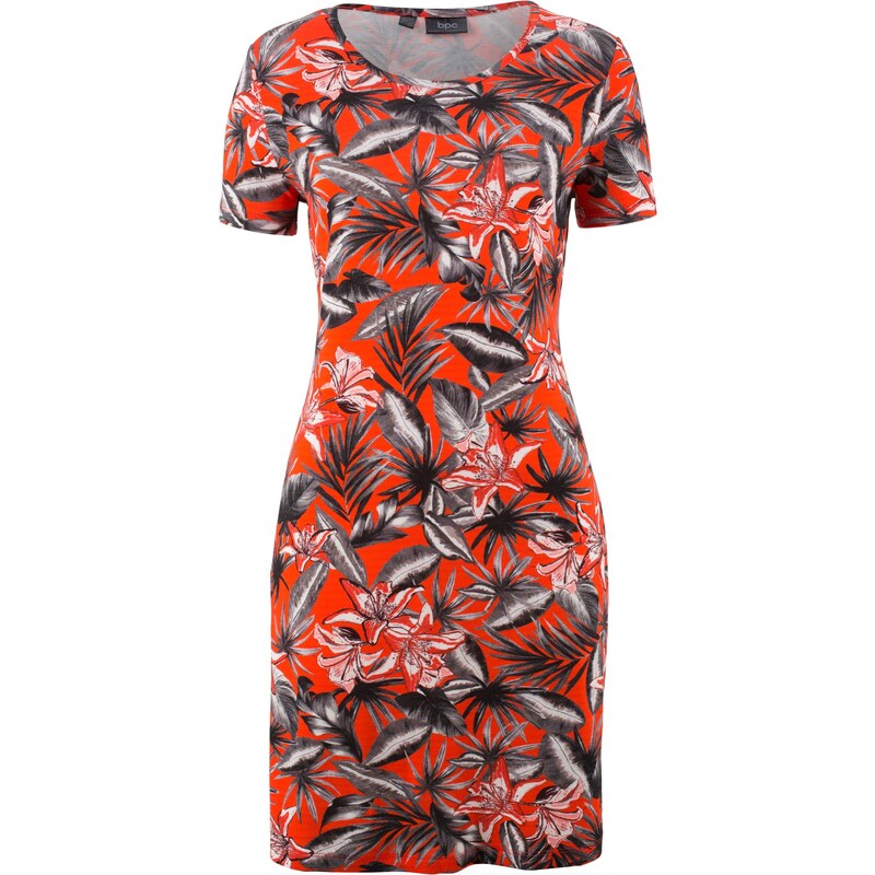 bpc bonprix collection Bonprix - Robe extensible à imprimé floral orange manches courtes pour femme