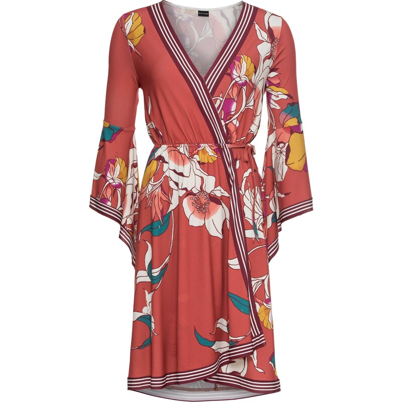 BODYFLIRT Bonprix - robe d'été Robe style portefeuille orange manches longues pour femme