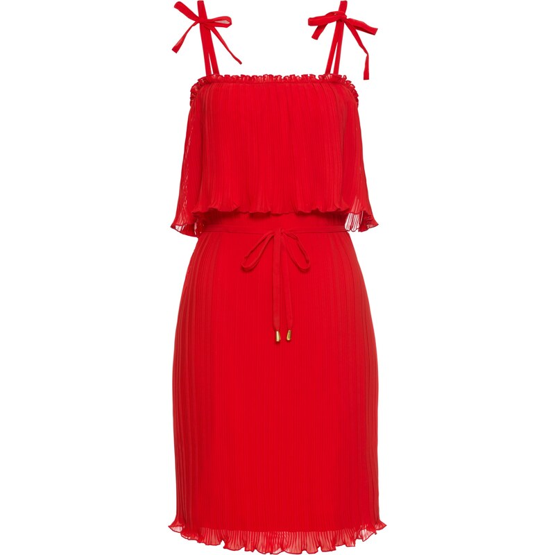 BODYFLIRT boutique Bonprix - robe d'été Robe plissée à bretelles rouge mancherons pour femme