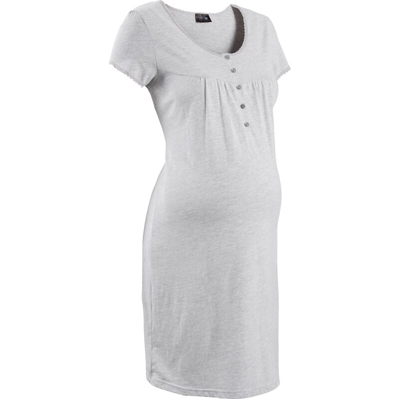 bpc bonprix collection - Nice Size Bonprix - Chemise de nuit de grossesse gris manches courtes pour femme