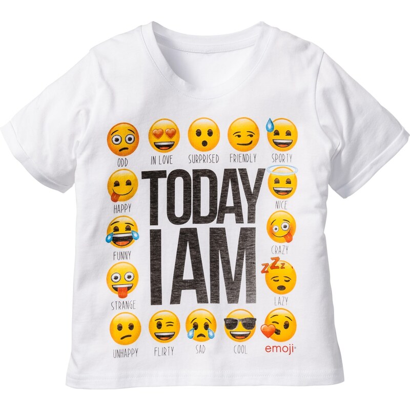 Bonprix - T-shirt à motif Emoji forme boxy blanc pour enfant