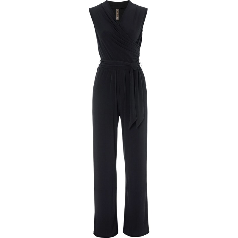 BODYFLIRT boutique Bonprix - Combipantalon avec ceinture noir sans manches pour femme