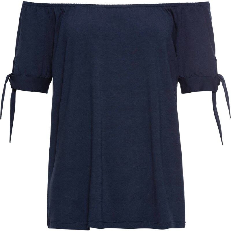 RAINBOW Bonprix - T-shirt à nouer bleu manches courtes pour femme