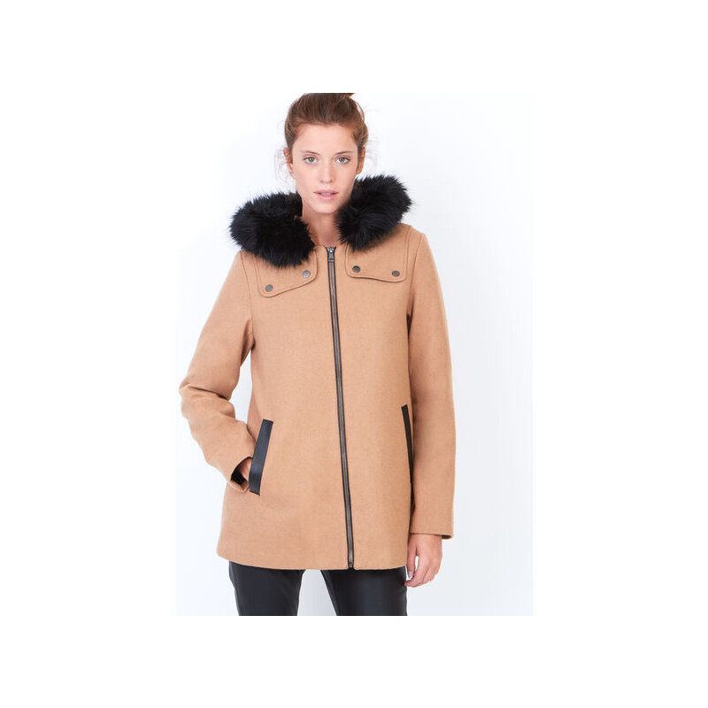 Manteau à capuche avec bordure en imitation fourrure Etam