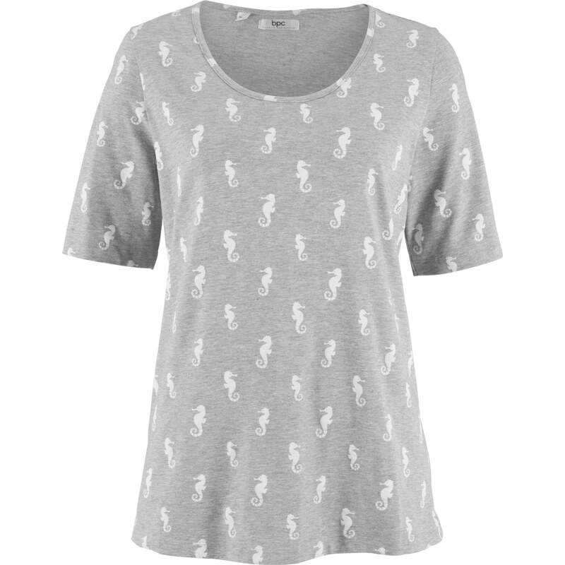 bpc bonprix collection Bonprix - T-shirt à imprimé hippocampe, manches 1/2 gris pour femme