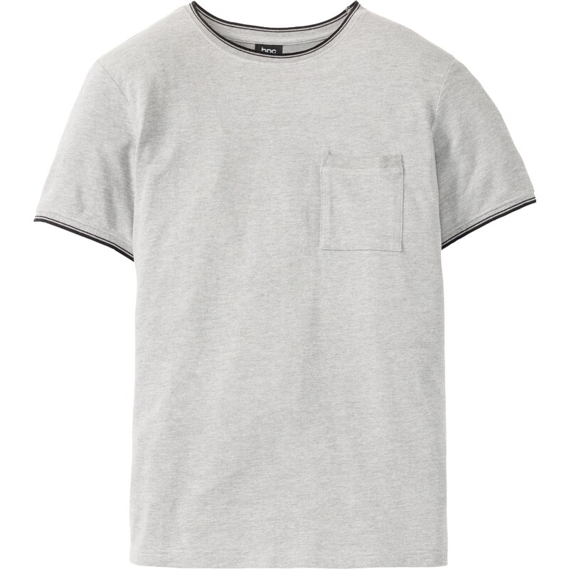 bpc bonprix collection Bonprix - T-shirt piqué Regular Fit gris manches courtes pour homme