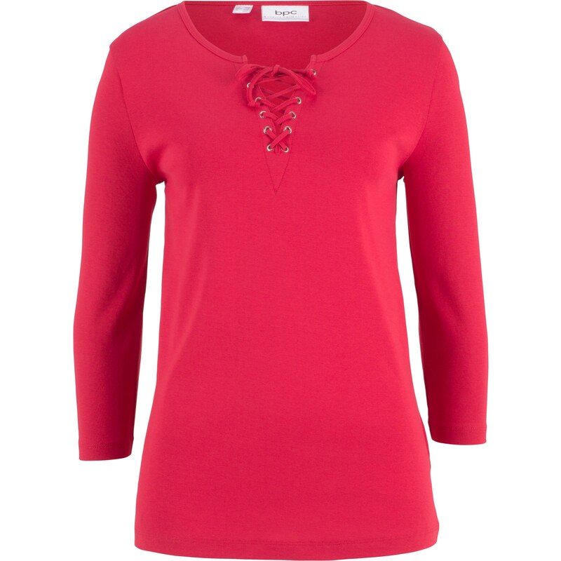 bpc bonprix collection Bonprix - T-shirt manches 3/4 à laçage rouge pour femme