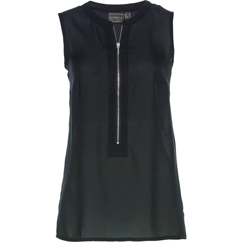 bpc selection Bonprix - Top blouse noir sans manches pour femme