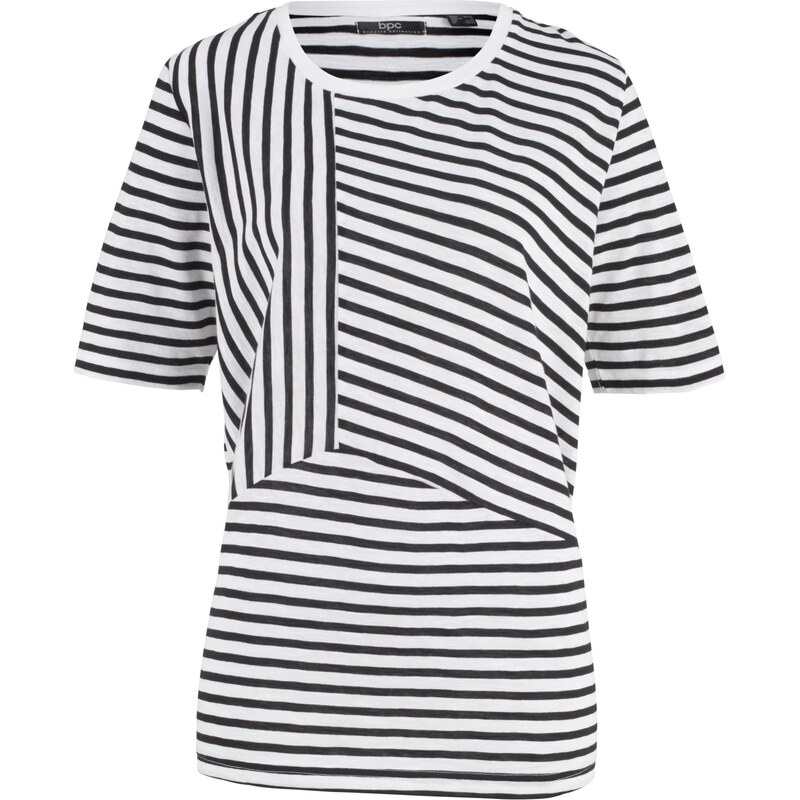 bpc bonprix collection Bonprix - T-shirt oversize en fil flammé, mi-manches noir pour femme
