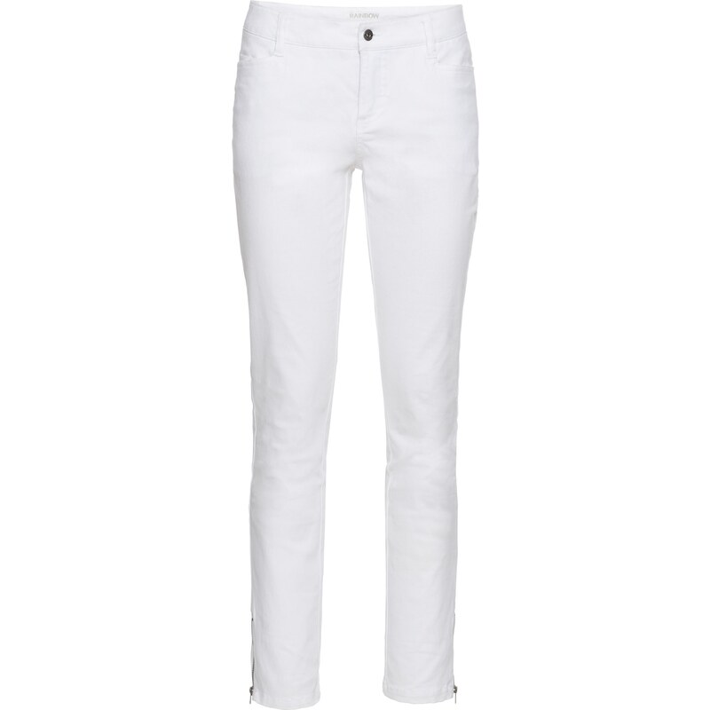 RAINBOW Bonprix - Pantalon Skinny raccourci blanc pour femme