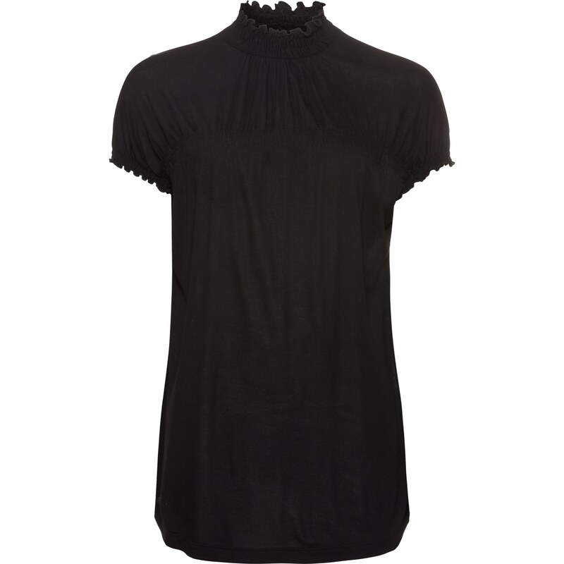BODYFLIRT Bonprix - T-shirt à col montant noir manches courtes pour femme