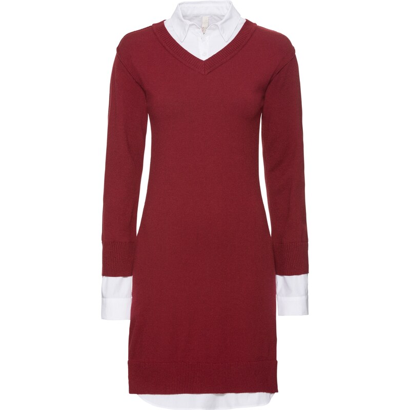 BODYFLIRT boutique Bonprix - robe d'été Robe en maille rouge manches longues pour femme