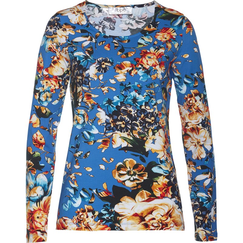 bpc selection Bonprix - T-shirt à imprimé floral bleu manches longues pour femme