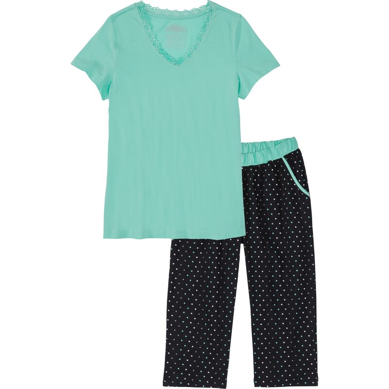 bpc bonprix collection Bonprix - Pyjama corsaire vert manches courtes pour femme