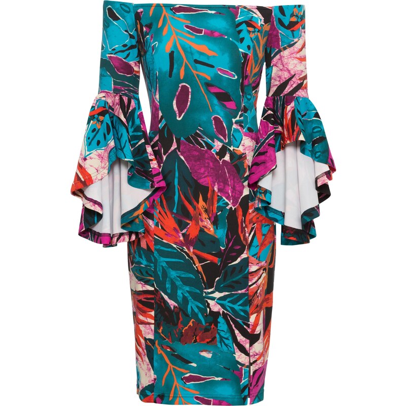 BODYFLIRT boutique Bonprix - robe d'été Robe à manches volantées et imprimé jungle bleu pour femme