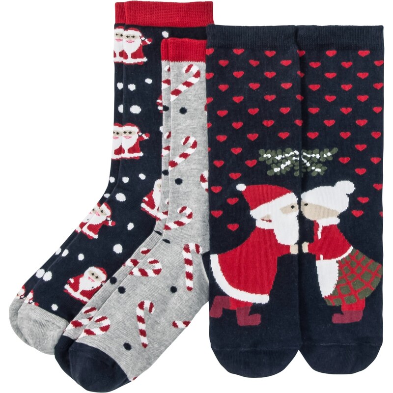 bpc bonprix collection Bonprix - Lot de 3 paires de chaussettes de Noël bleu pour femme