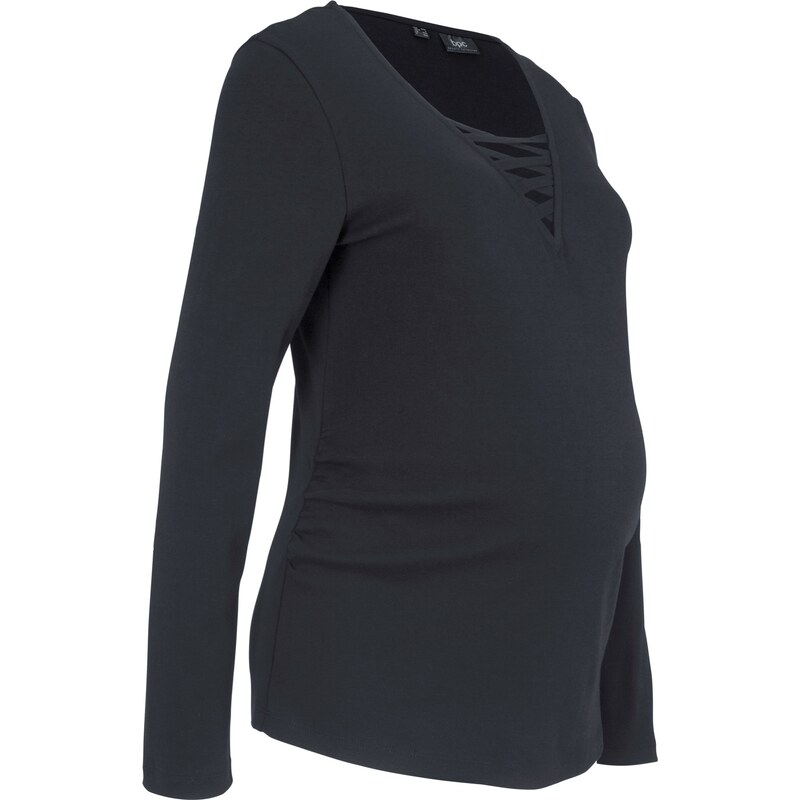 bpc bonprix collection Bonprix - T-shirt de grossesse en coton noir manches longues pour femme