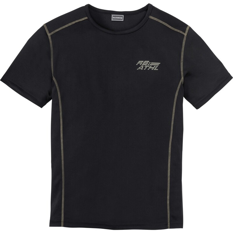RAINBOW Bonprix - T-shirt fonctionnel Slim Fit noir manches courtes pour homme