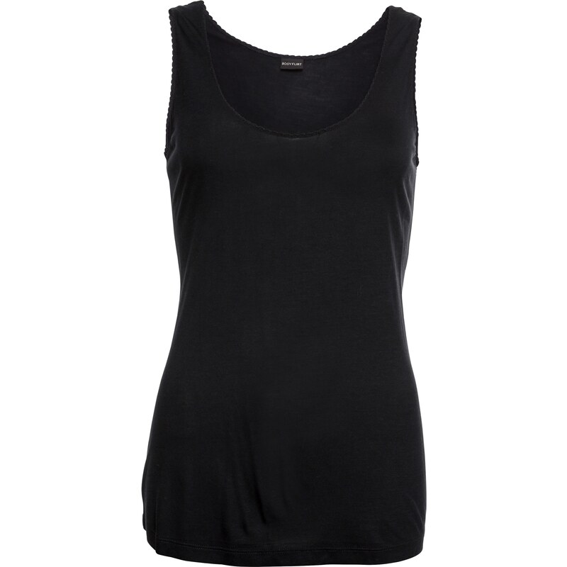 BODYFLIRT Bonprix - Top en jersey noir sans manches pour femme
