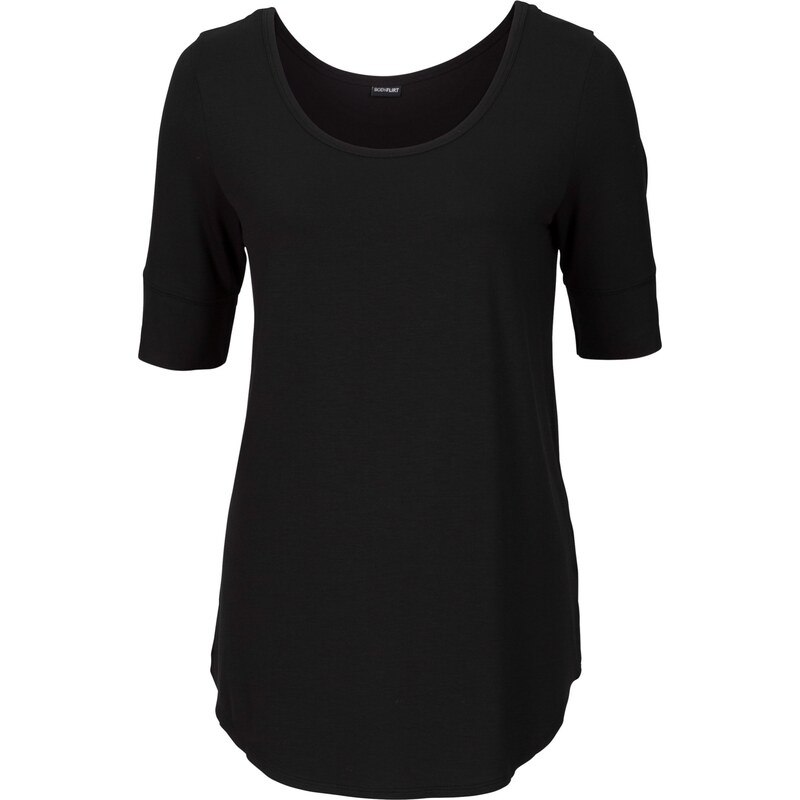 BODYFLIRT Bonprix - T-shirt noir manches 3/4 pour femme