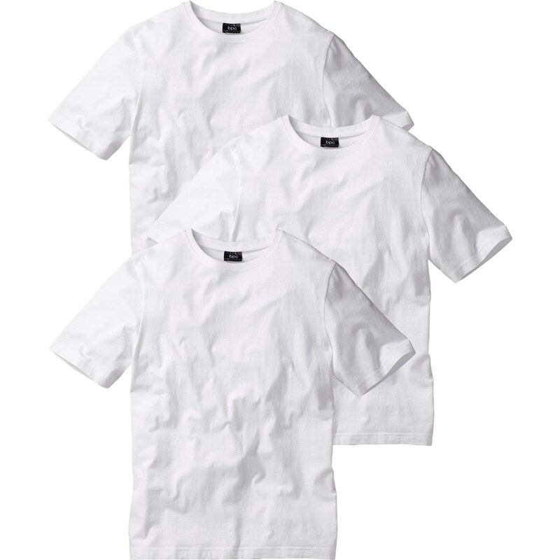 bpc bonprix collection Bonprix - Lot de 3 t-shirts regular fit blanc manches courtes pour homme