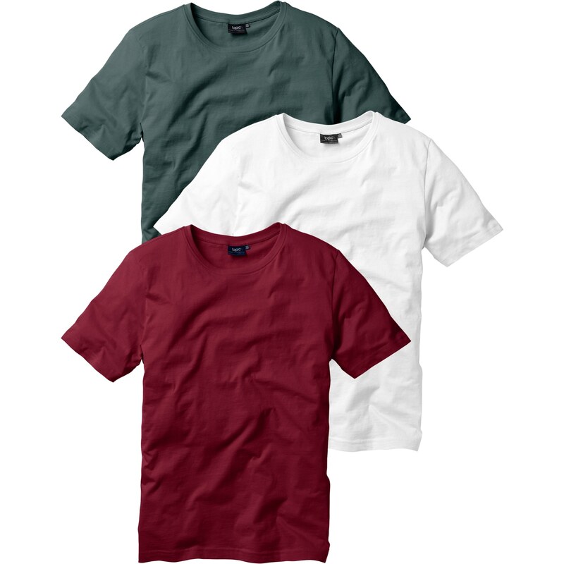 bpc bonprix collection Bonprix - Lot de 3 t-shirts regular fit rouge manches courtes pour homme