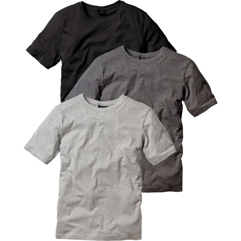 bpc bonprix collection Bonprix - Lot de 3 t-shirts regular fit gris manches courtes pour homme