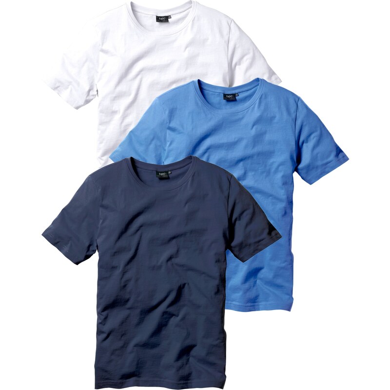 bpc bonprix collection Bonprix - Lot de 3 t-shirts regular fit bleu manches courtes pour homme