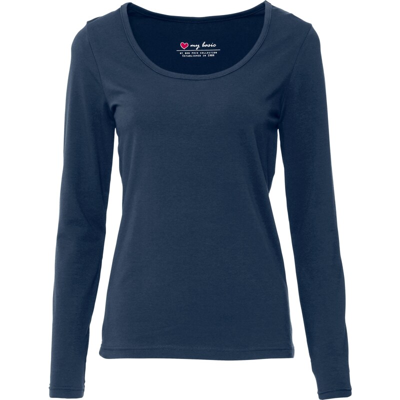 bpc bonprix collection Bonprix - T-shirt extensible, manches longues bleu pour femme