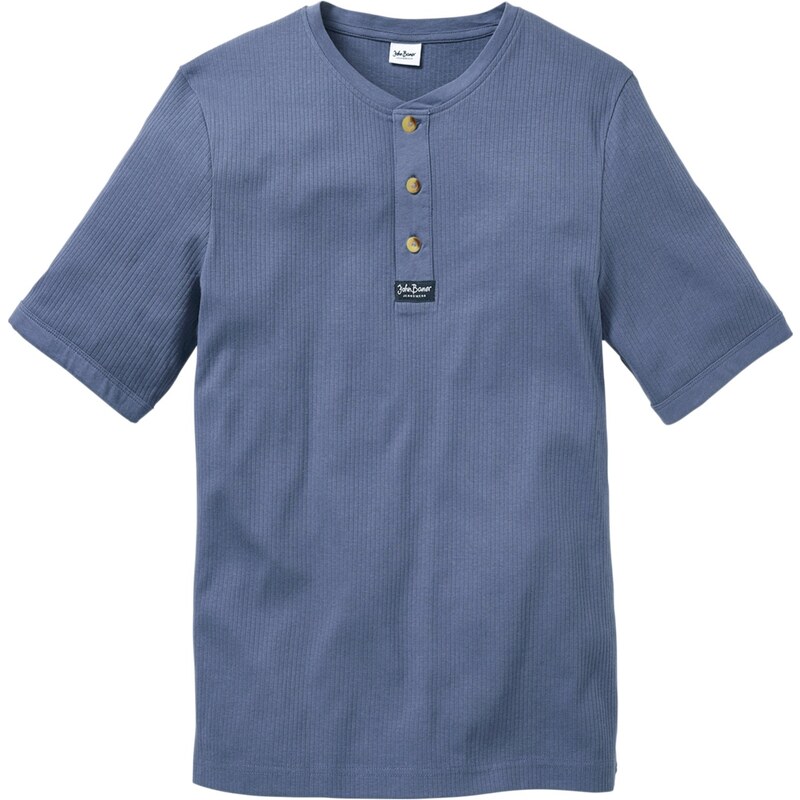 John Baner JEANSWEAR Bonprix - T-shirt regular fit coton côtelé bleu manches courtes pour homme