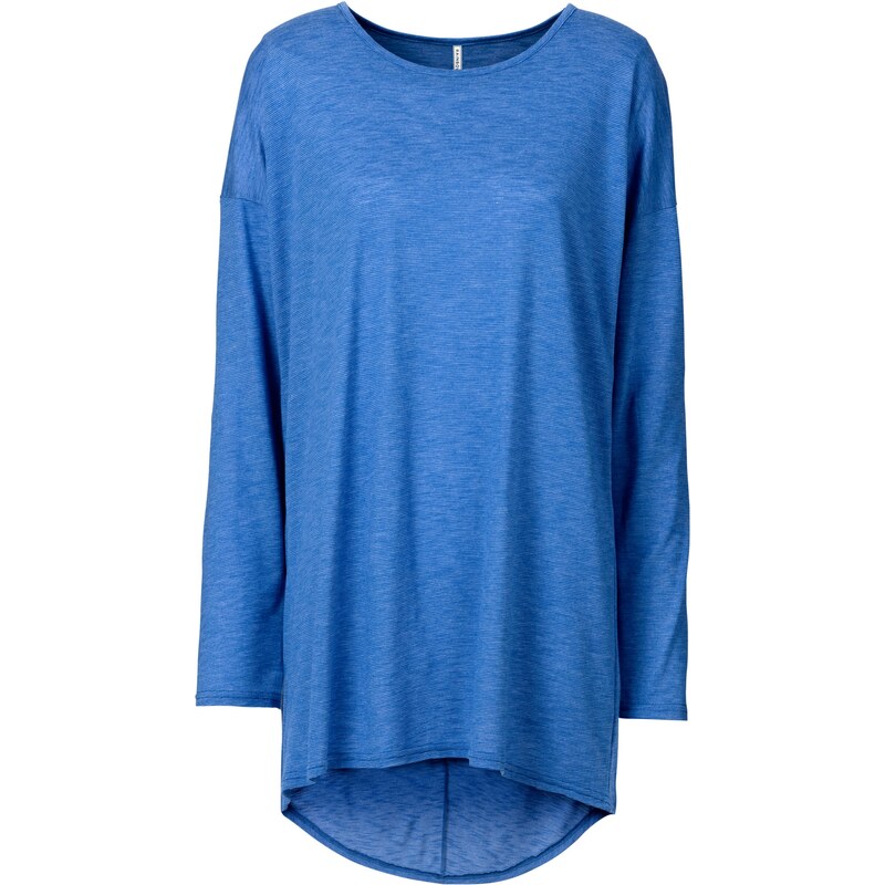 RAINBOW Bonprix - T-shirt long effet chiné bleu manches longues pour femme