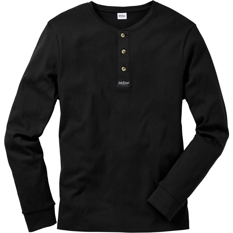 John Baner JEANSWEAR Bonprix - T-shirt manches longues Regular Fit noir pour homme