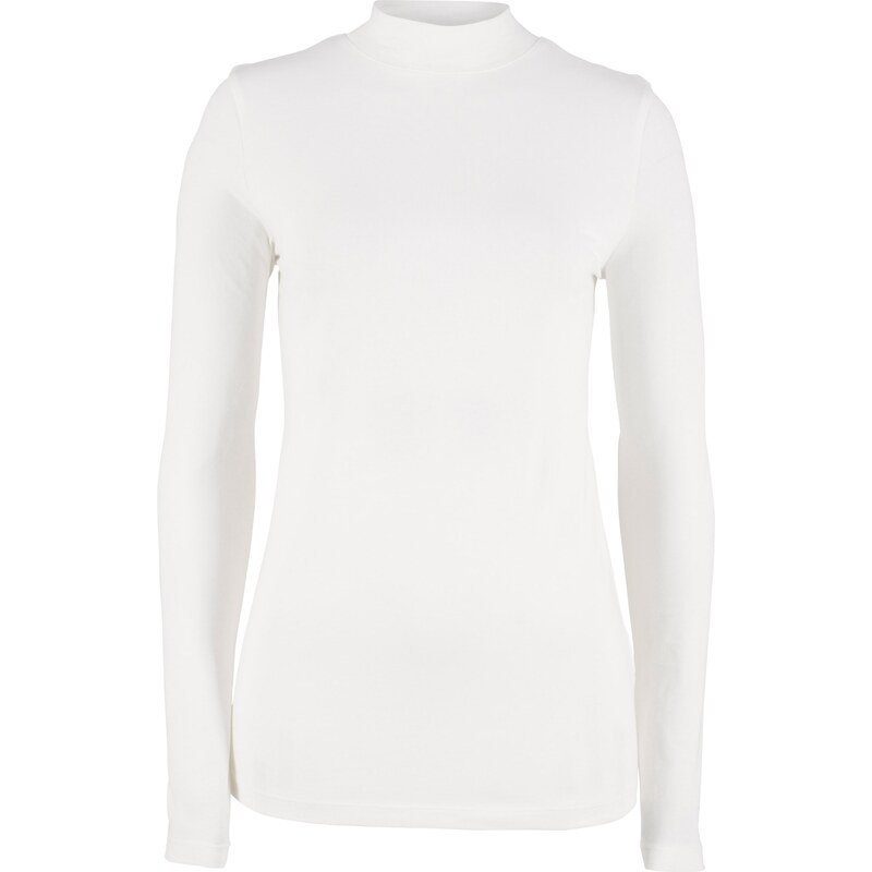 bpc bonprix collection Bonprix - T-shirt extensible à manches longues et col montant blanc pour femme