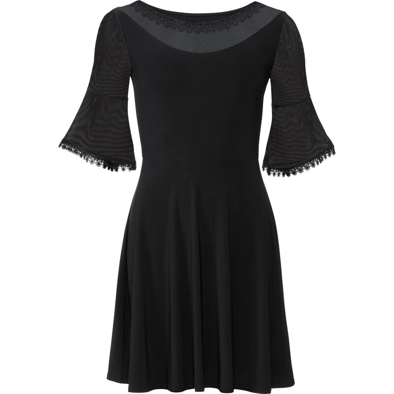 BODYFLIRT Bonprix - robe d'été Robe avec résille noir manches courtes pour femme
