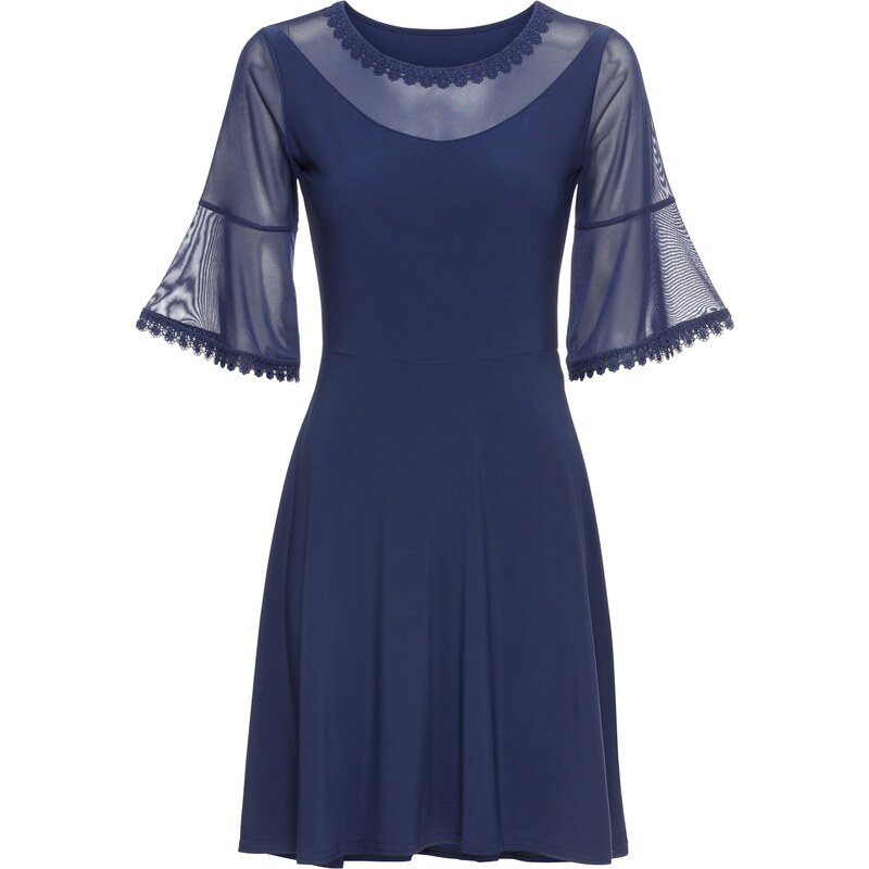 BODYFLIRT Bonprix - robe d'été Robe avec résille bleu manches courtes pour femme