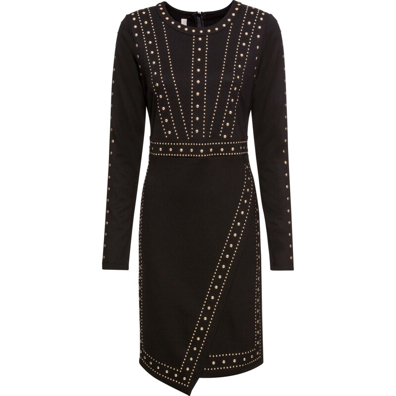 BODYFLIRT boutique Bonprix - robe d'été Robe avec rivets appliqués noir manches longues pour femme