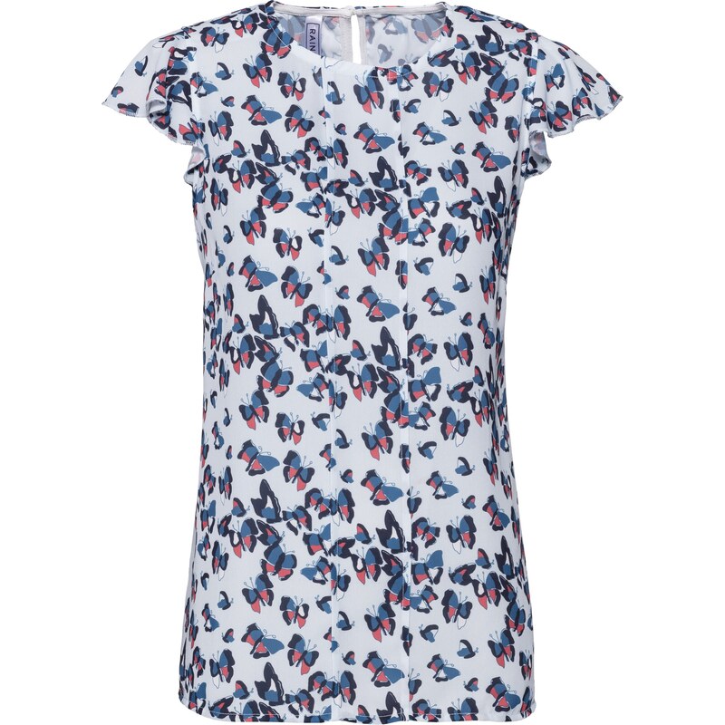 RAINBOW Bonprix - Top-blouse bleu manches courtes pour femme