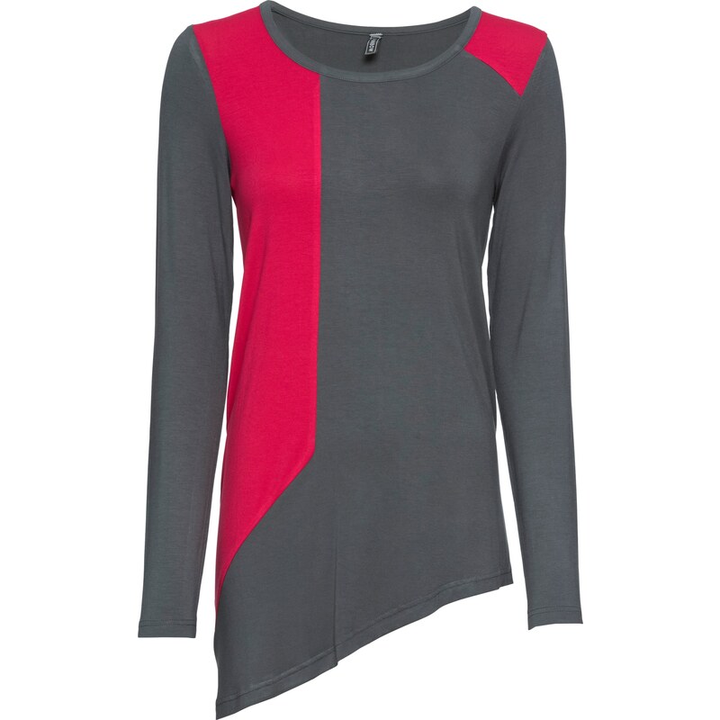 RAINBOW Bonprix - T-shirt à manches longues asymétrique gris pour femme
