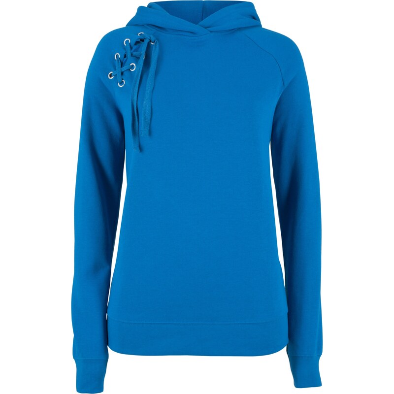 bpc bonprix collection Bonprix - Sweat-shirt à capuche et laçage bleu manches longues pour femme