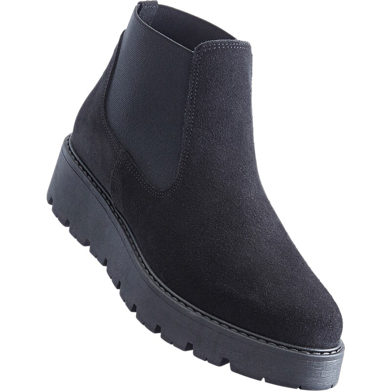 bpc bonprix collection Bonprix - Boots Chelsea en cuir noir pour femme