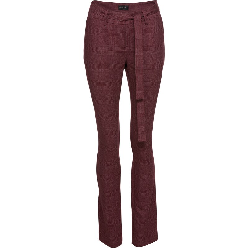 BODYFLIRT Bonprix - Pantalon extensible à carreaux rouge pour femme