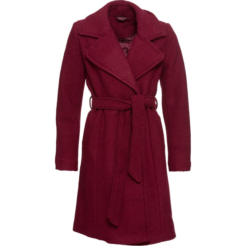BODYFLIRT Bonprix - Manteau laine à revers rouge manches longues pour femme